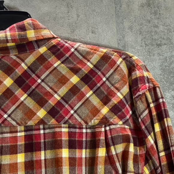 COASTAORO Men's Orange Sunsesta Long-Sleeve Button-Up Flannel Shirt SZ M - Picture 4 of 8